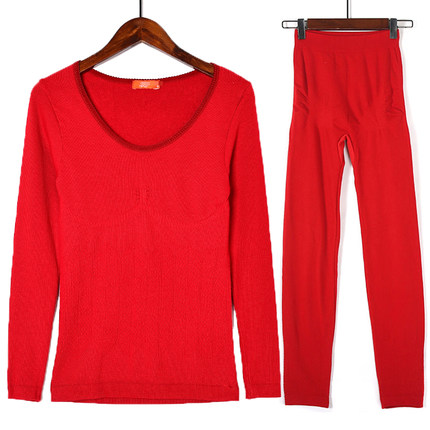 2件套内衣女式套装时尚洋气本命年红色美体内衣套装保暖秋衣秋裤