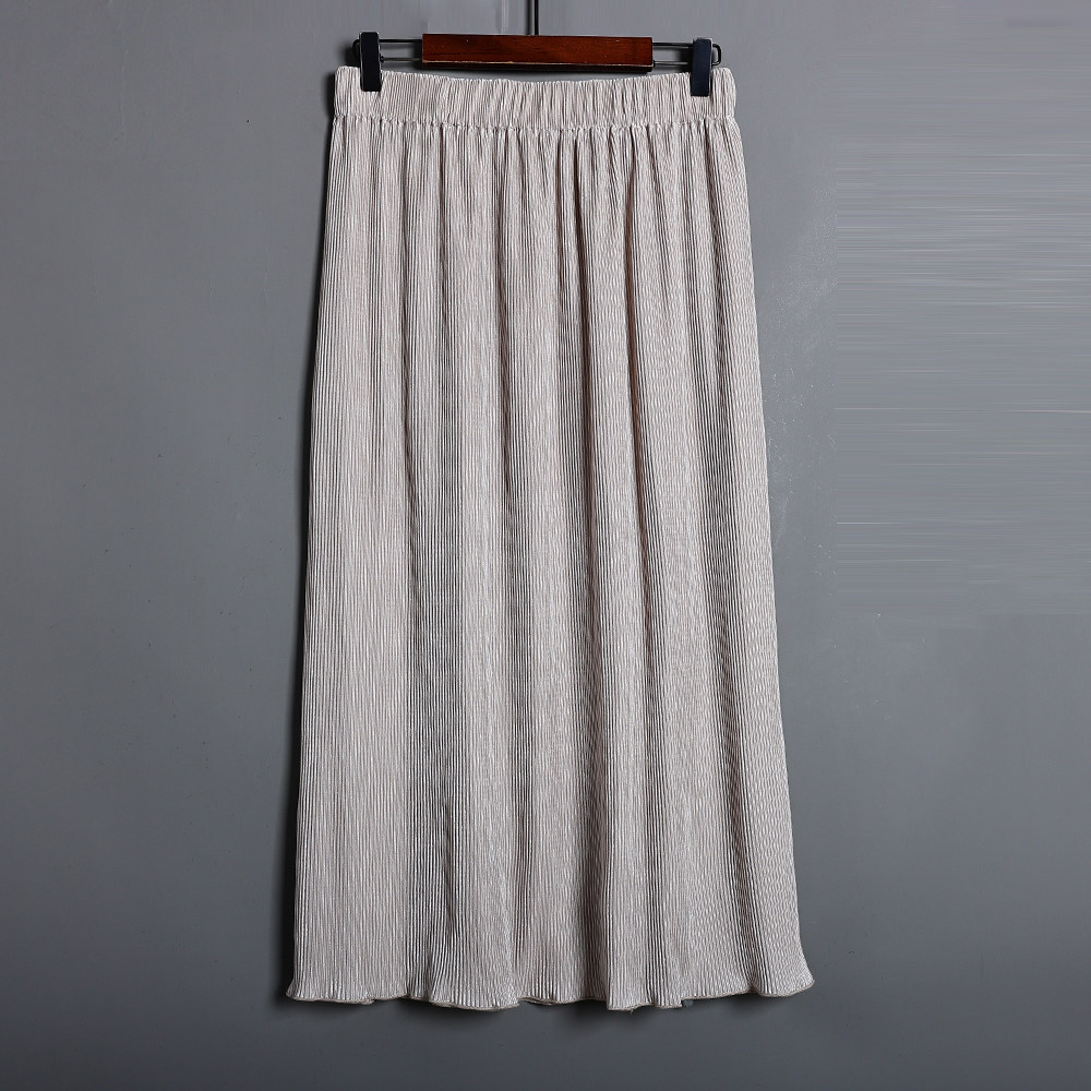 2025年夏秋季新品女装高腰显瘦中长款显瘦洋气半身裙百褶裙潮