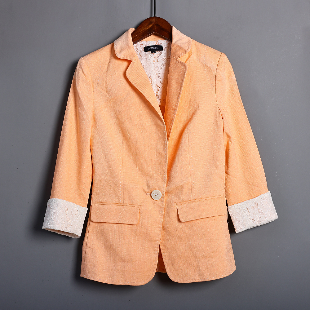 2025年春夏季新品女装时尚减龄洋气糖果色七分袖一粒扣西装外套潮