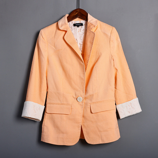 新品 一粒扣西装 女装 减龄洋气糖果色七分袖 外套潮 时尚 2025年春夏季