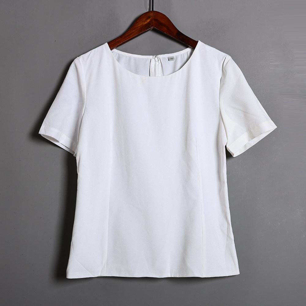 夏季新品女装时尚纯色圆领套头修身显瘦短袖T恤小清新上衣潮