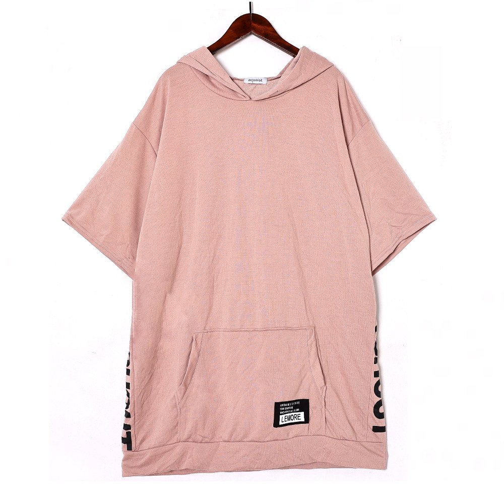 夏季新品女装时尚减龄宽松显瘦短袖字母连帽卫衣韩版时尚ins上衣