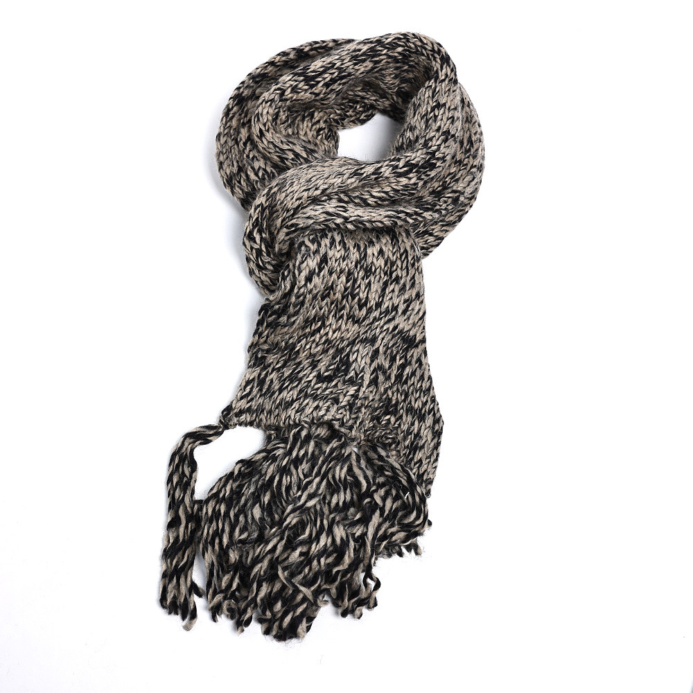 秋冬季时尚保暖气质长款毛线围巾文艺复古混色不规则流苏围巾女