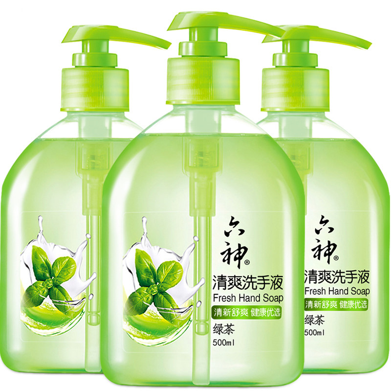 六神洗手液绿茶清爽洗手液500ml清新舒爽洁净清香呵护全家