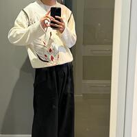 KIKO KOSTADINOV 22SS秋季新款圆领宽松印花白色针织衫情侣毛衣男 thumbnail 2