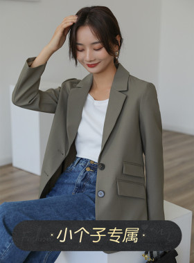 奈格薇儿小个子休闲西装外套女2026年新款春秋设计感绿色西服上衣