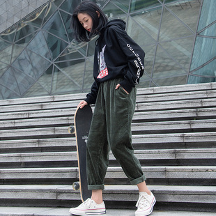 2026新款 灯芯绒裤 女裤 小个子直筒休闲哈伦老爹大码 子女春秋萝卜裤