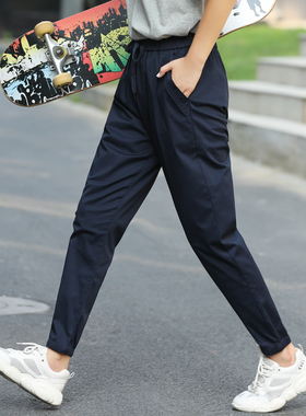 藏蓝色裤子女春秋工装裤夏季薄款小个子束脚休闲哈伦运动2026新款