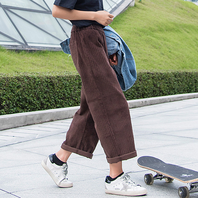 秋冬九分灯芯绒裤子以田阔腿休闲