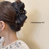 气质黑色蝴蝶结发夹女后脑勺网红抓夹大号2026新款 鲨鱼夹高级感