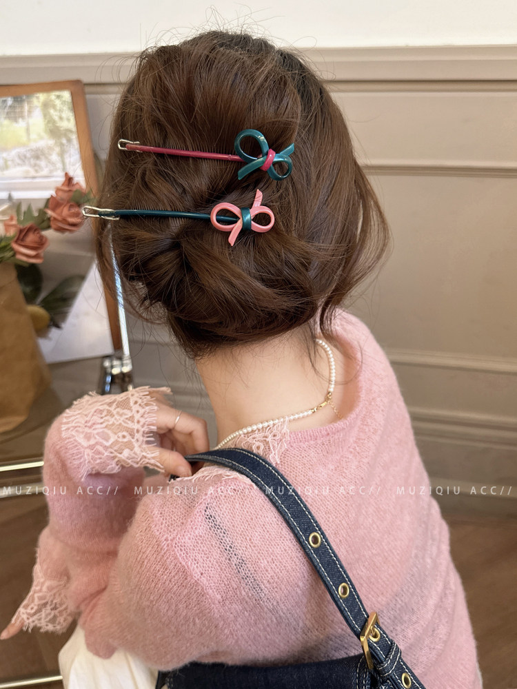 复古蓝粉蝴蝶结一字抓夹女2024新款高级感扭扭发夹后脑勺鲨鱼夹子,饰品/流行首饰/时尚饰品新,发饰,淘宝优惠券,粉丝福利购,淘宝优惠卷