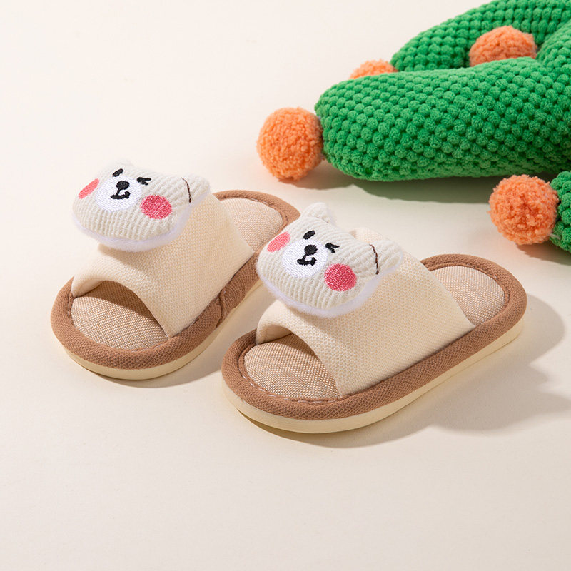 小熊儿童拖鞋亚麻女童男童春秋家居家用室内小孩宝宝防滑幼儿园鞋,童鞋/婴儿鞋/亲子鞋,儿童凉拖鞋,淘宝优惠券,粉丝福利购,淘宝优惠卷