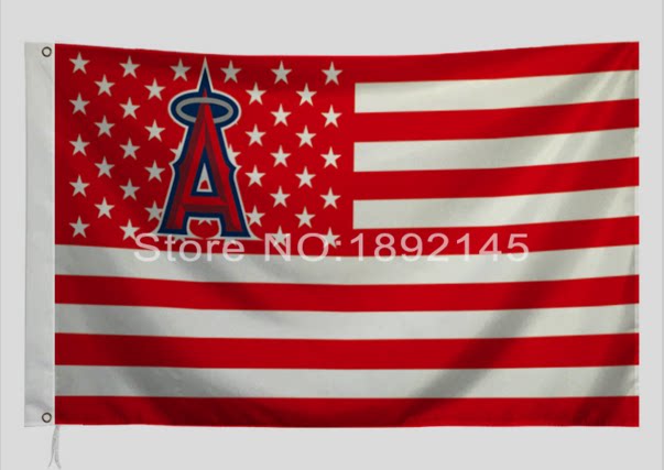 洛杉矶天使国旗版棒球旗帜mlb los angels of anaheim usa flag