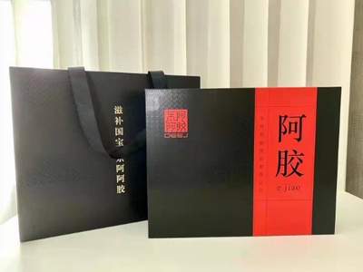 空包装礼盒+礼品袋 装东阿阿胶铁盒块片 保健红标阿胶礼盒 无铁盒