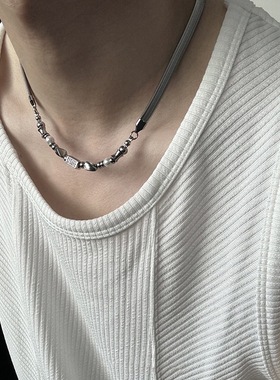 钛钢拼接蛇骨串珠不规则夏锁骨链