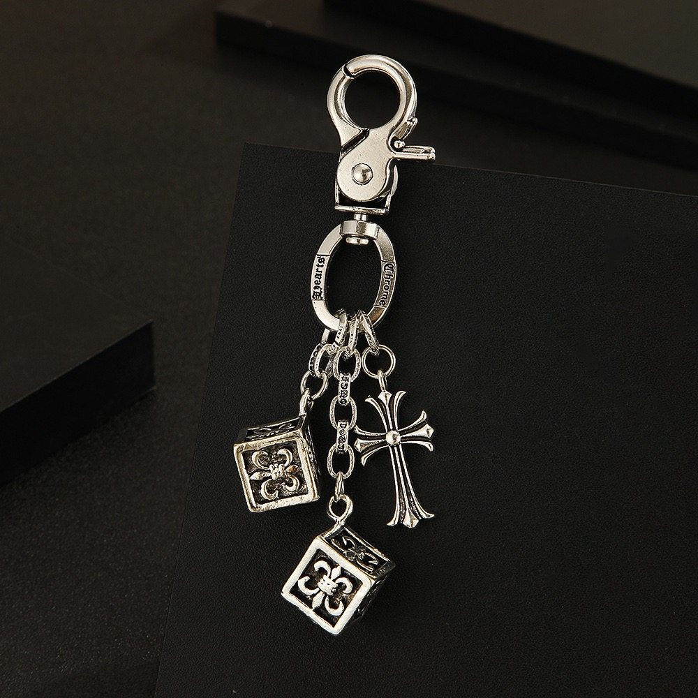 thumbnail for European and American cross military flower dice trouser chain key chain multi-element keychain vintage personality bag pendant