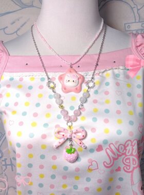 新款甜美可爱lolita草莓项链甜lo饰品软妹少女项链锁骨链颈链配饰