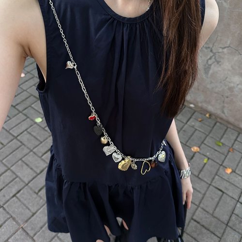 复古设计感多元素爱心腰链女小众个性甜酷长款项链百搭显瘦腰带潮