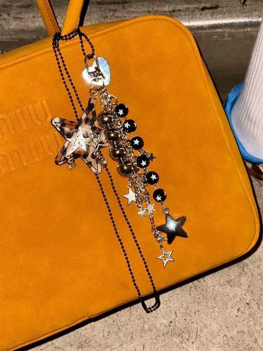 Y2K豹纹甜心星星爱心项链包挂件钥匙扣辣妹甜酷亚文化小众古早味