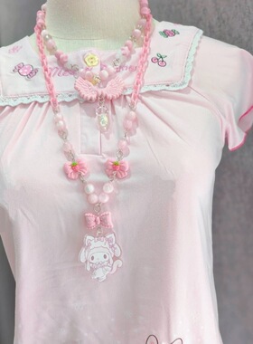 手作Lolita小美项链可爱百搭多元素串珠颈饰小羊呲甜洛丽塔项链