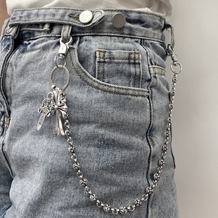 欧美包包挂链宝剑圆珠十字架腰链龙虾扣头潮男朋克美式牛仔裤链潮