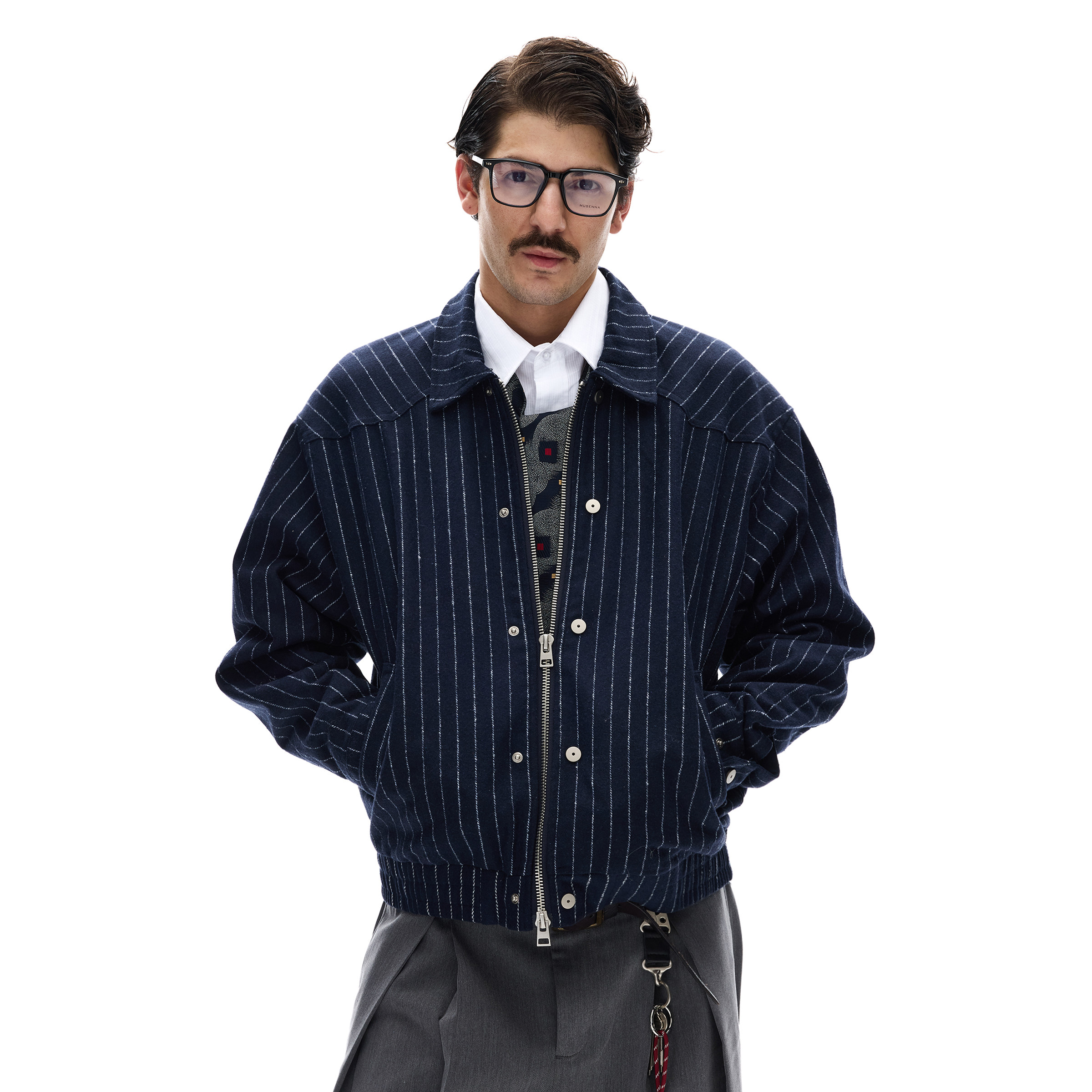 MADWITCH复古简约高级感条纹夹克男女轻奢休闲cleanfit气质外套潮,男装,夹克,淘宝优惠券,粉丝福利购,淘宝优惠卷