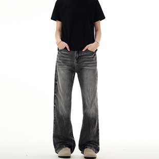 子 cleanfit微喇裤 MADWITCH高街vibe闪电猫须纹水洗牛仔裤 男女美式