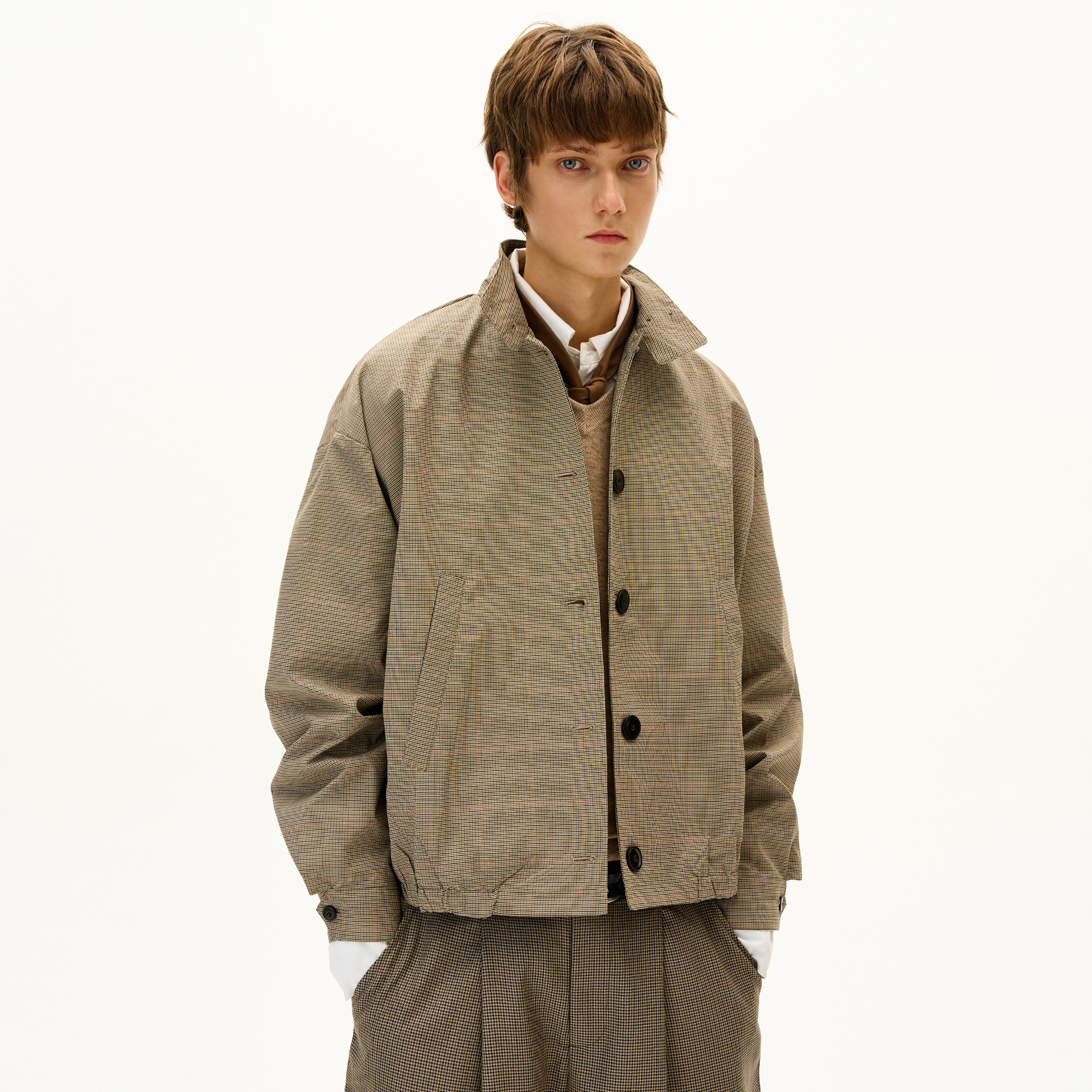 MADWITCH新贵老钱风拼接格纹夹克