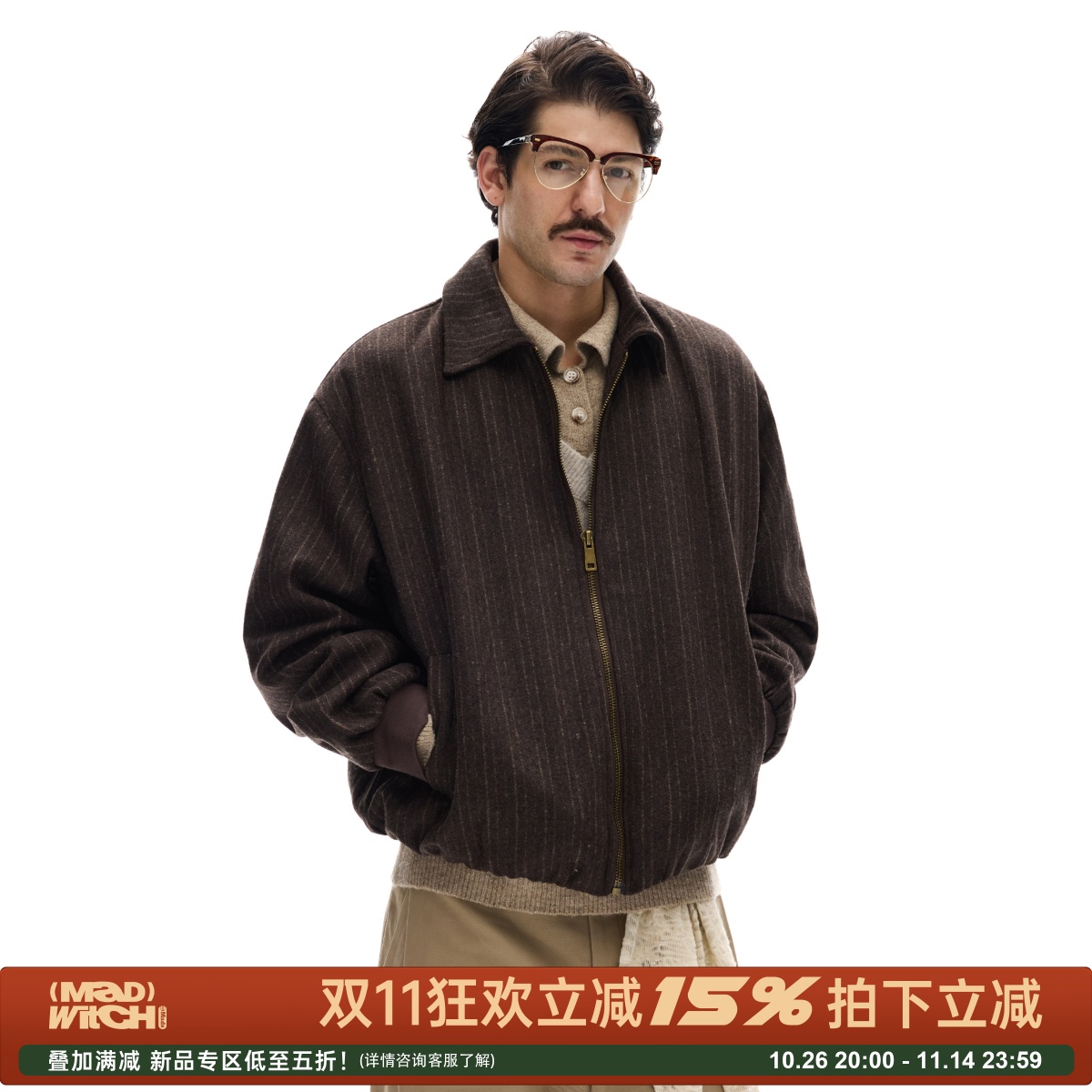 MADWITCH复古美拉德刺绣条纹夹克