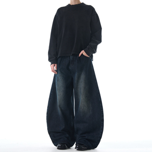 MADWITCH美式痞帅镰刀牛仔裤男女小众高级感宽松vintage弯刀裤子