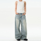 MADWITCH经典 子潮 男女宽松休闲cleanfit做旧裤 美式 水洗直筒牛仔裤