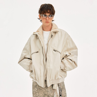 MADWITCH复古痞帅帆布纹立体裁剪工装 棉服男女加绒保暖设计感外套