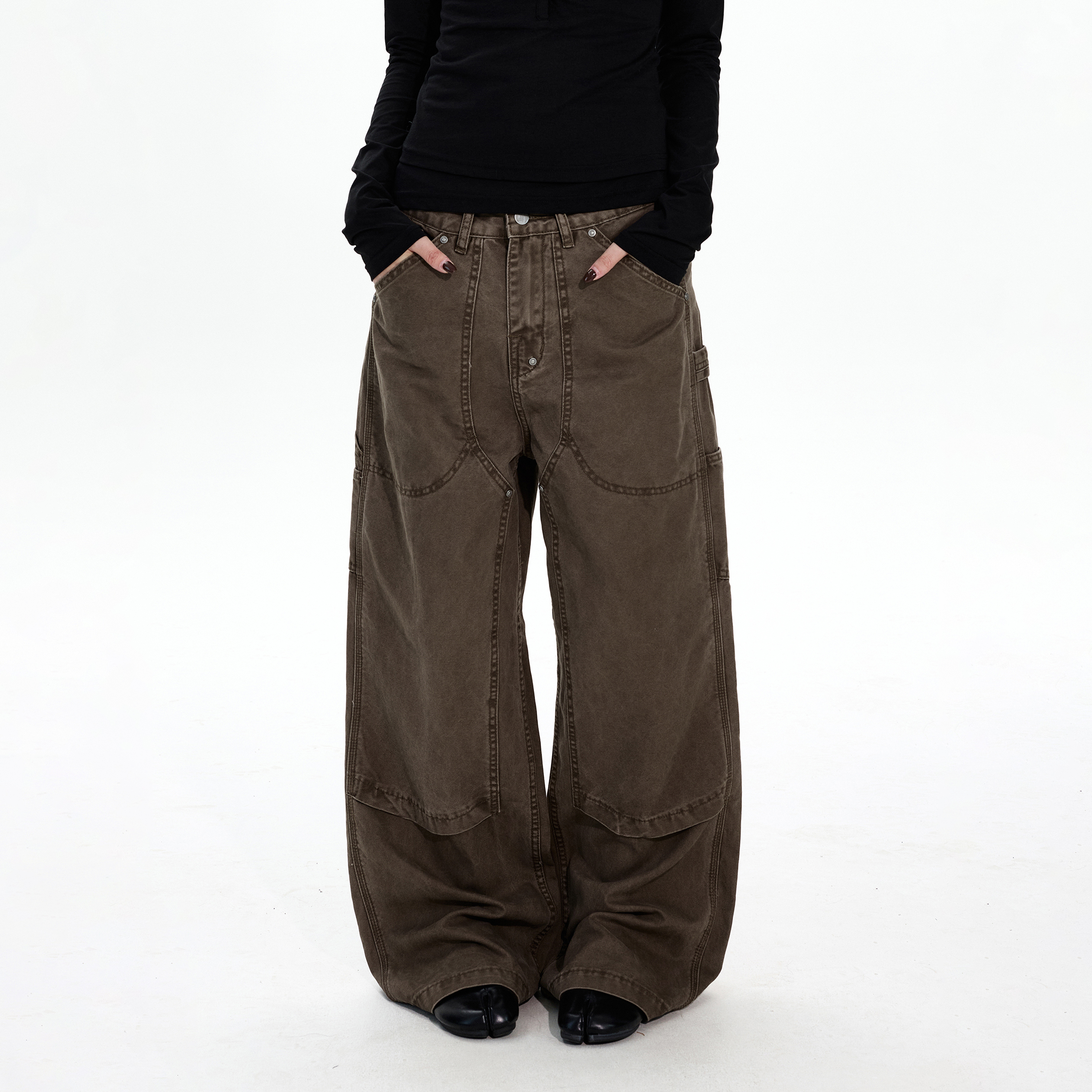 MADWITCH复古解构伐木工装牛仔裤