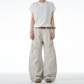 裤 男女宽松廓形vintage工装 ins 做旧设计感弯刀休闲裤 MADWITCH美式