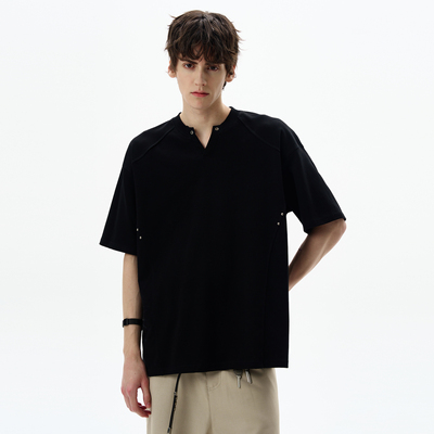 MADWITCH美式复古解构v领短袖T恤