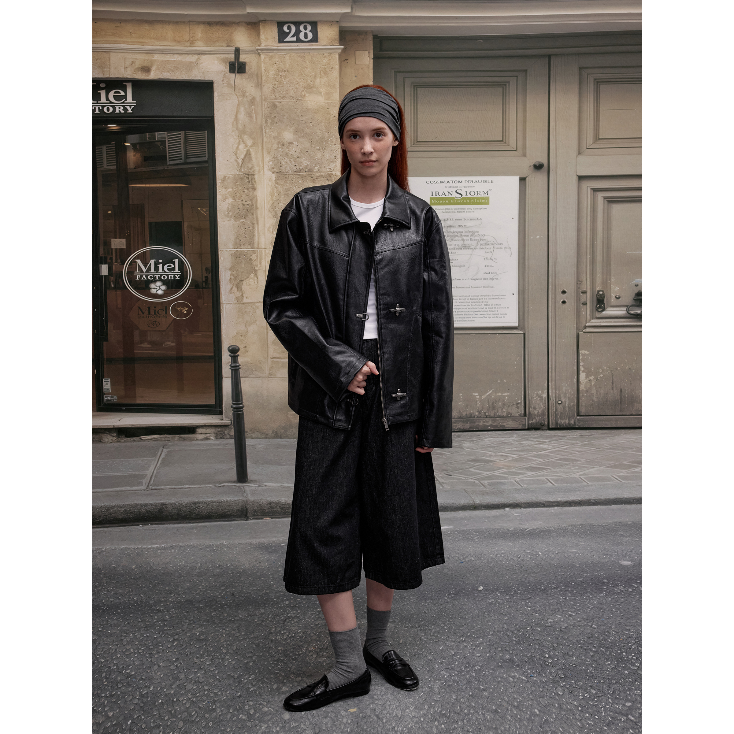MADWITCH美式复古龙虾扣皮衣外套