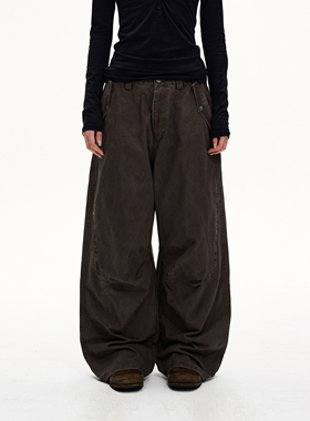 MADWITCH美式复古水洗解构工装休闲裤男女宽松直筒设计感阔腿长裤