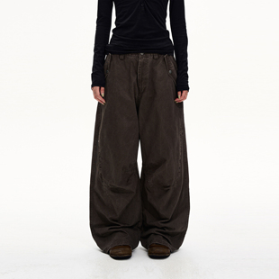 男女宽松直筒设计感阔腿长裤 休闲裤 复古水洗解构工装 MADWITCH美式
