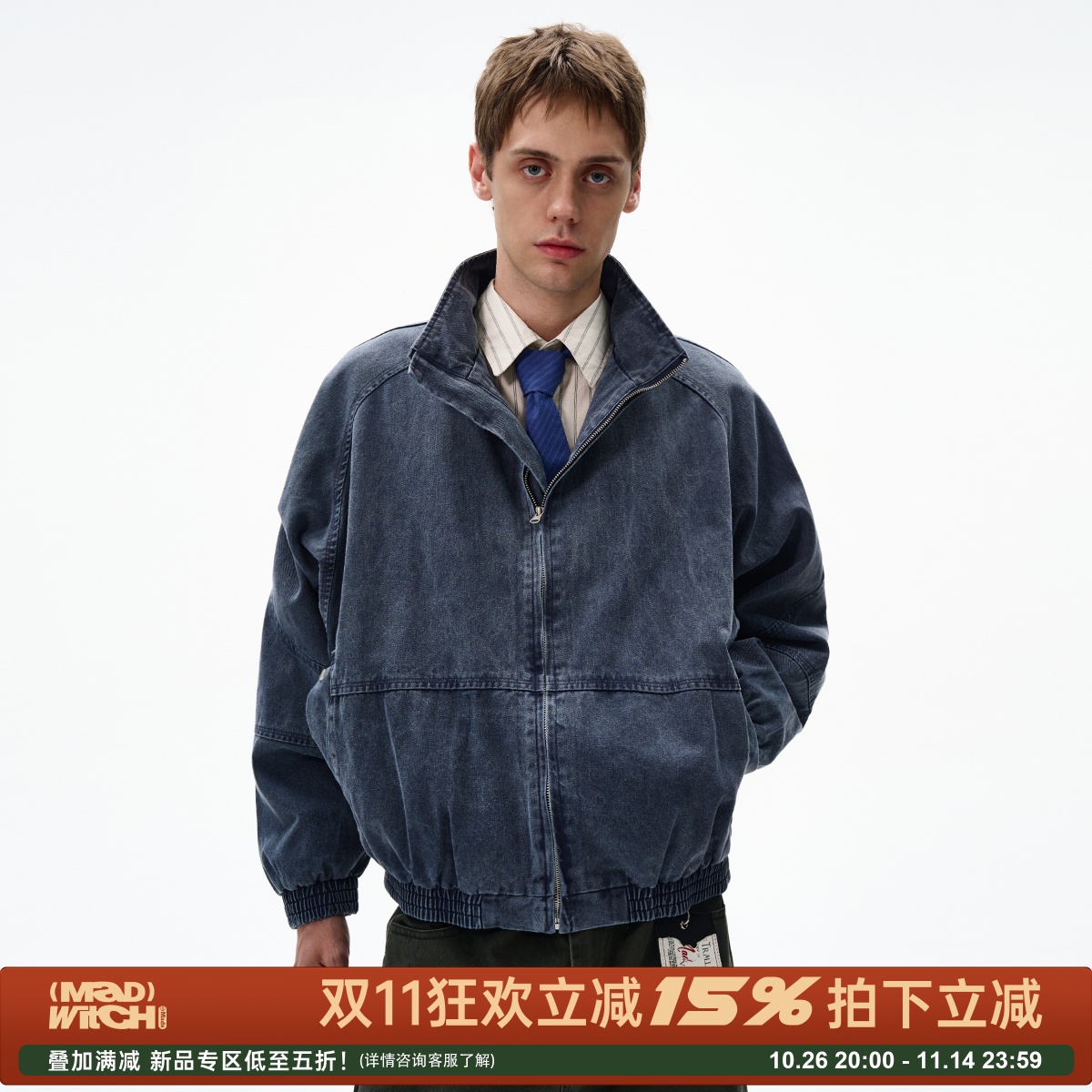 MADWITCH美式复古水洗牛仔外套