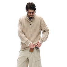 MADWITCH假两件设计感麻花纹针织毛衣男女秋冬新贵老钱风双层上衣