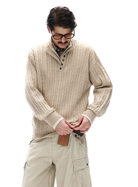 MADWITCH假两件设计感麻花纹针织毛衣男女秋冬新贵老钱风双层上衣