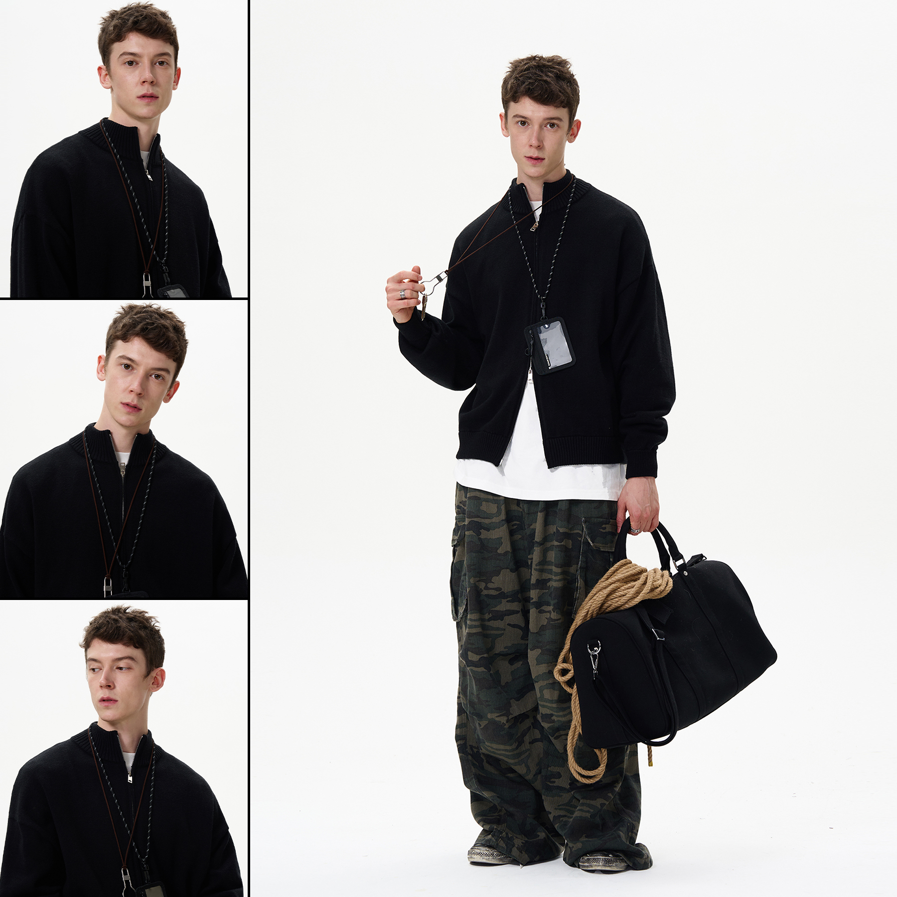 MADWITCH复古双头拉链针织衫毛衣