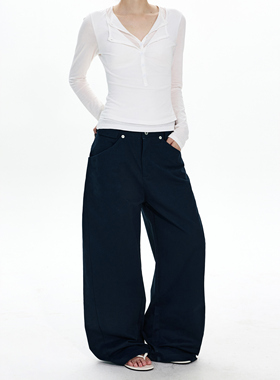 MADWITCH美式简约高级感弯刀休闲裤男女宽松廓形cleanfit百搭裤子