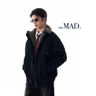 MADWITCH重工水洗牛仔座山雕外套