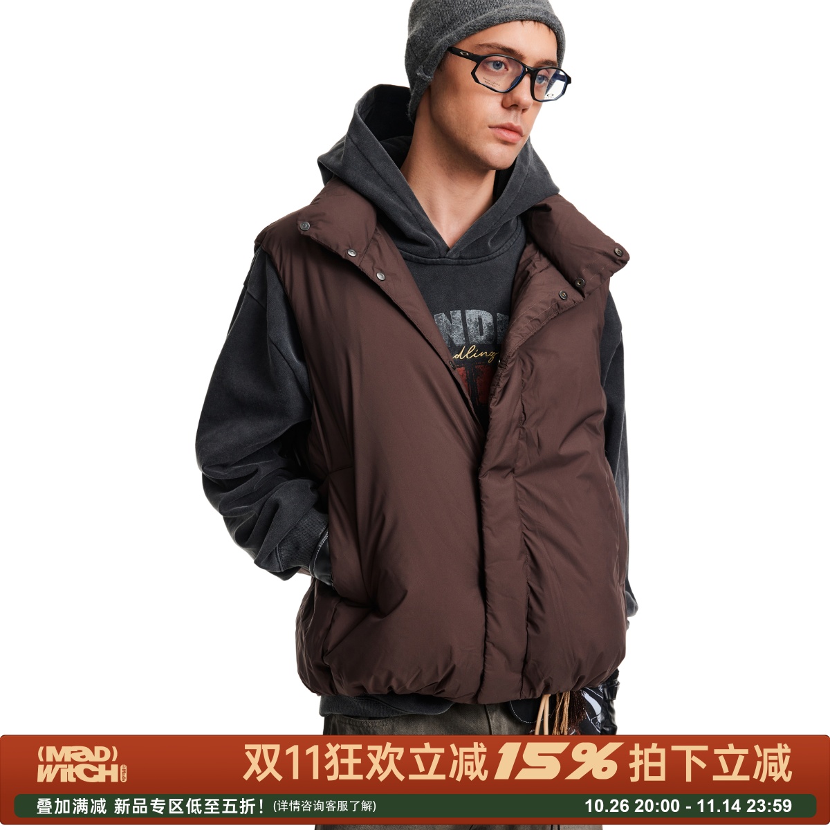 MADWITCH冬季美式羽绒服马甲外套