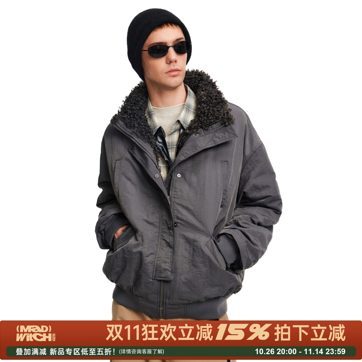 MADWITCH加厚座山雕毛领羽绒服潮