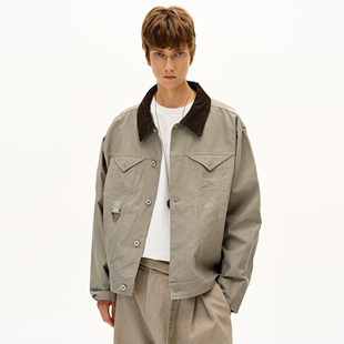 MADWITCH巴恩风撞色灯芯绒翻领工装 夹克男女vintage做旧水洗外套