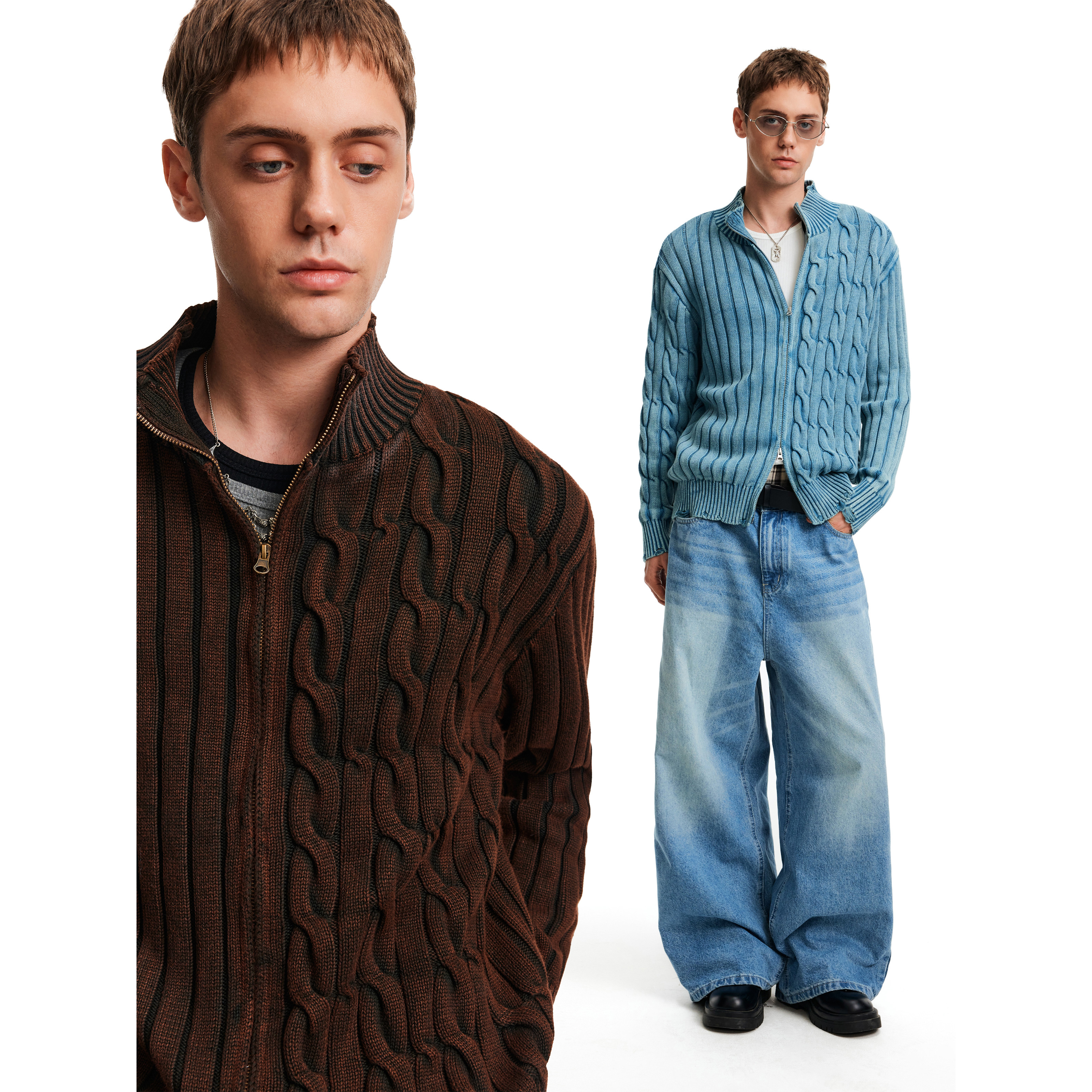 MADWITCH秋冬复古麻花针织毛衣