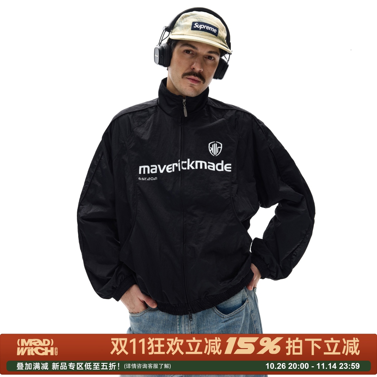 MADWITCH美式街头字母印花夹克潮