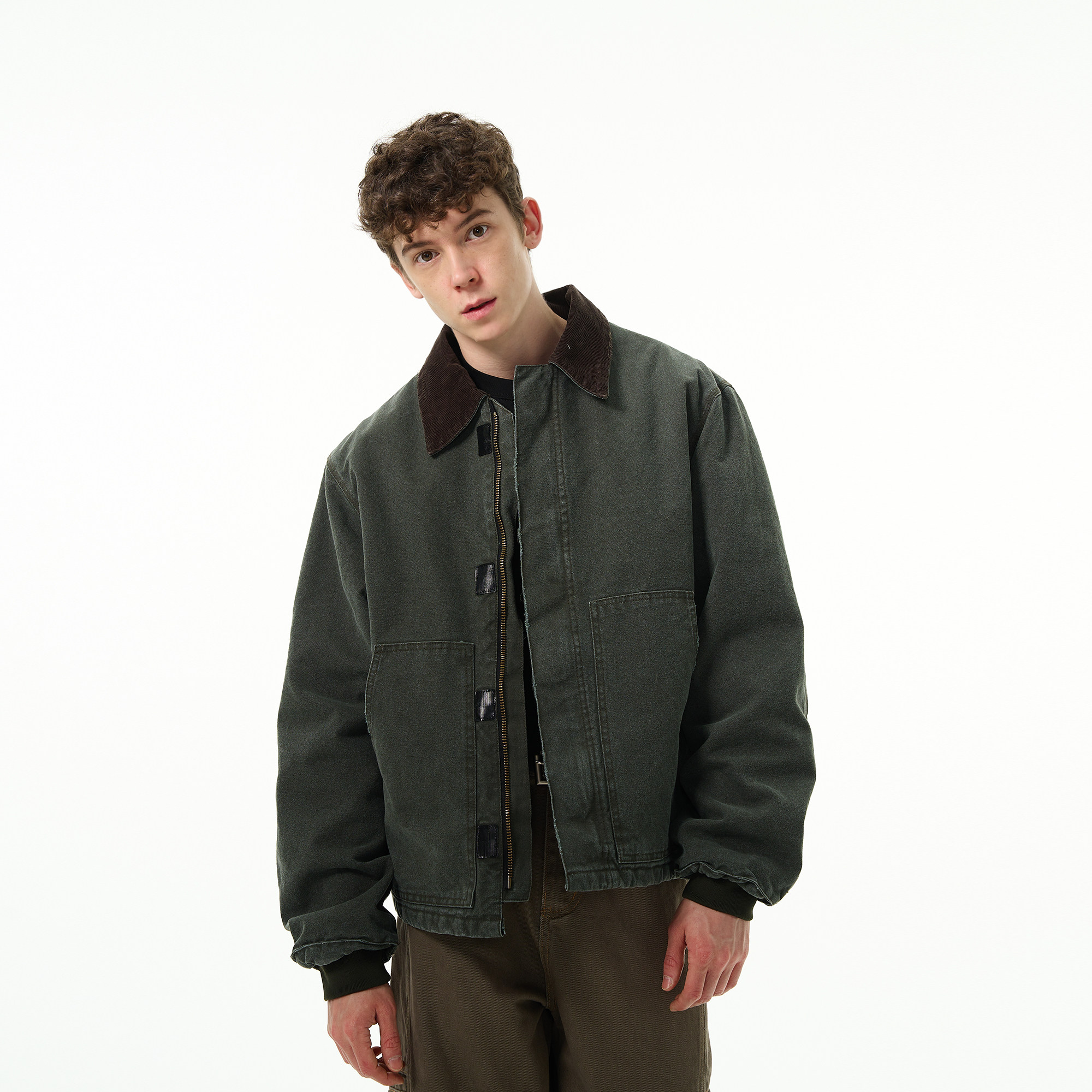 MADWITCH水洗做旧夹棉外套美式复古翻领夹克冬季工装保暖棉衣情侣